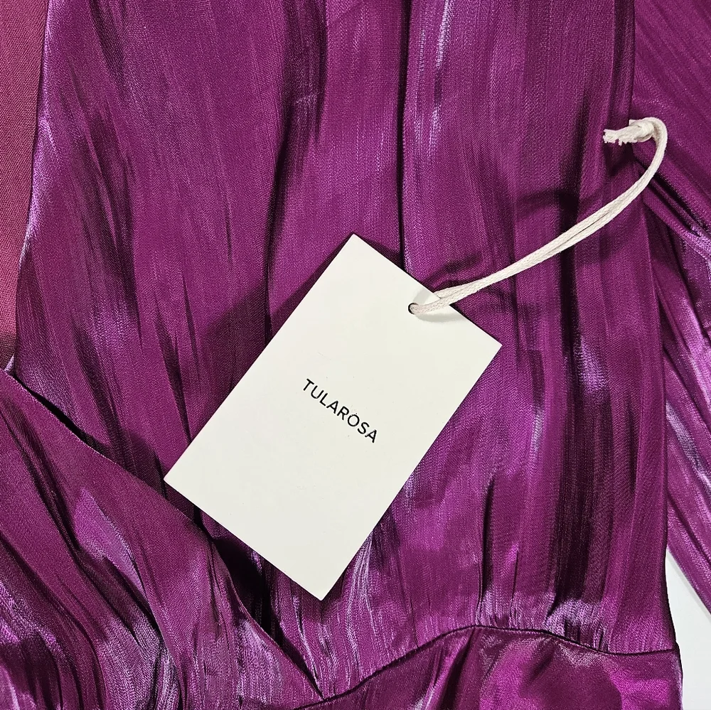 Tularosa Revolve Eliza Magenta Surplice Mini Dress Size Large Asymmetric Flirty - Picture 12 of 16